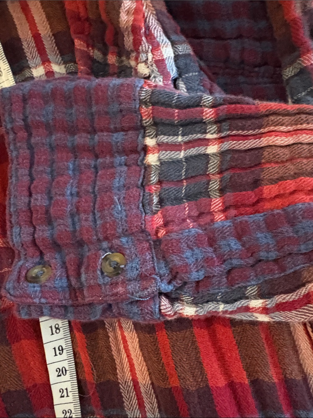 Free People Red and Navy Plaid Button-Down Shirt - Picture 7 of 8